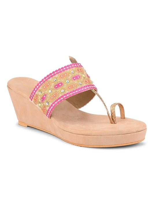 PELLE ALBERO Women Sultan Embellished Slip-On Wedge Heels Sandals