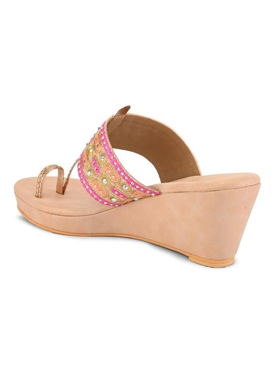 PELLE ALBERO Women Sultan Embellished Slip-On Wedge Heels Sandals