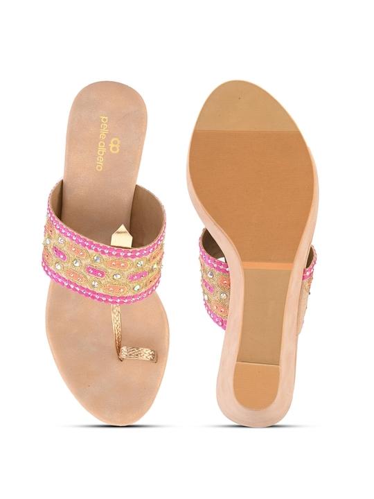 PELLE ALBERO Women Sultan Embellished Slip-On Wedge Heels Sandals