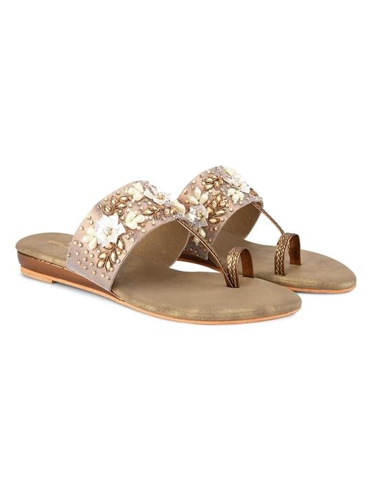 Pelle Albero Women Antic Embellished Slip-On Flat Flats Sandals