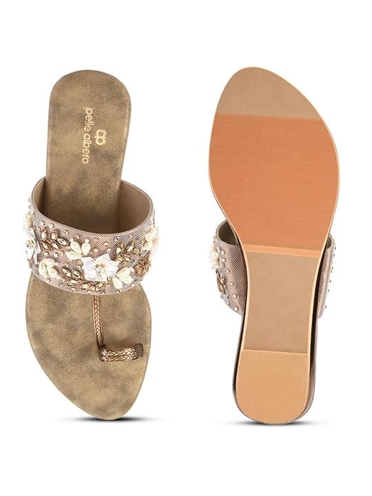 Pelle Albero Women Antic Embellished Slip-On Flat Flats Sandals