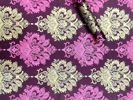 Jaamso Royals Multicolor Vinyl Damask Self Adhesive Wallpaper For Home Decoration 100X45 cm( 100 CM X 45 CM )