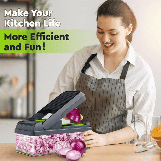 DAEEXINO 14-in-1 Manual Vegetable Chopper with Interchangeable Blades Multi-Function Food Slicer and Cutter for Kitchen Use