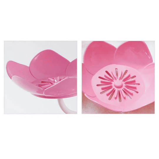 DAEEXINO Wall-Mounted Double Layer Flower Soap Holder with Drainage Self-Adhesive No-Drill Soap Stand for Bathroom & Kitchen Water Draining Soap Storage Organizer (Multicolor)