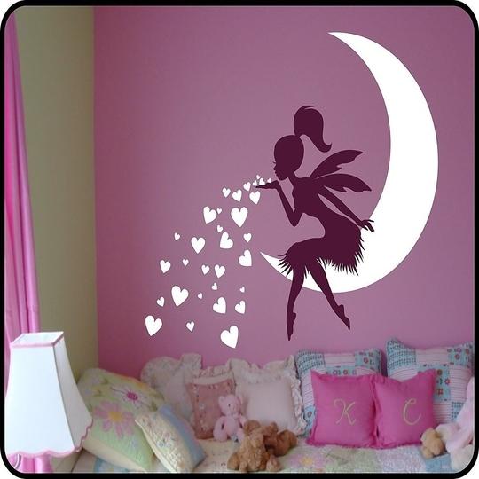 Asmi Collections 70 cm Asmi Collections PVC Wall Stickers Beautiful Black Fairy on Moon and Stars Removable Sticker (Pack of 1) | Wall Sticker | waterproof wall sticker