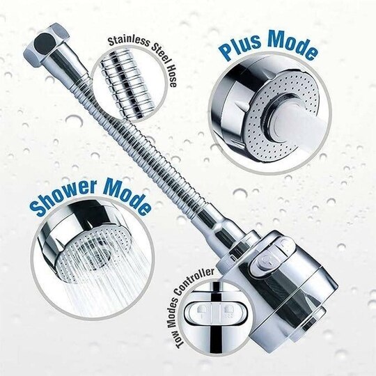 AeoFit 360 Rotatable Swivel Faucet Filter Shower Head With Hose Connector Movable Tap Faucet Nozzle (Screw On)