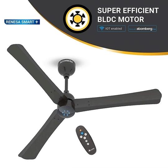 Atomberg Renesa Smart Plus 1200 MM 3 Blade Bldc Motor With Remote 3 Blade Ceiling Fan, Earth Brown