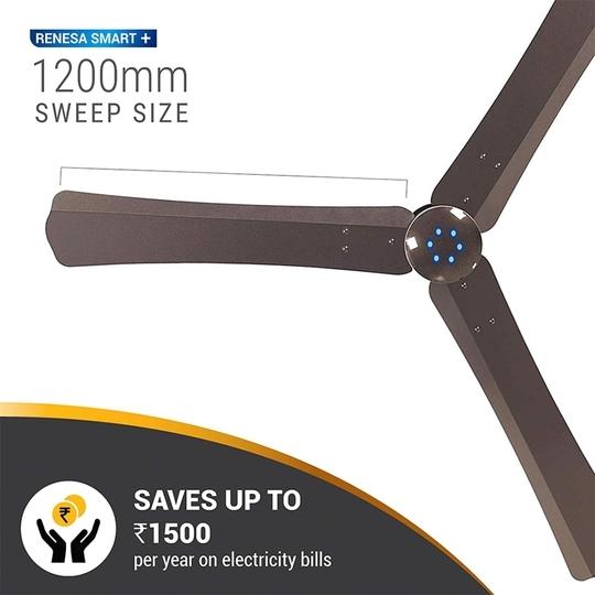 Atomberg Renesa Smart Plus 1200 MM 3 Blade Bldc Motor With Remote 3 Blade Ceiling Fan, Earth Brown