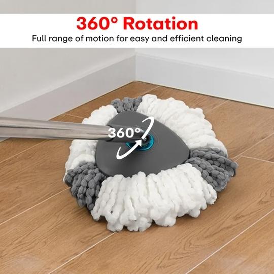 Prime Pick Twin Spin Mop With Pedal Triangle Extendable Ceiling Fan Cleaning Brush Stainless Steel Wringer Puller Handle Microfiber Dry, Wet Mop, Floor Wall Fan Cleaning, 2 Microfiber Refills