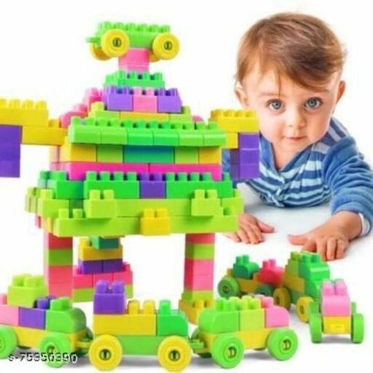 Vastate Satsun Building Blocks with Wheel/Smart Activity Train Blocks For Kids 60+pcs  (Multicolor)