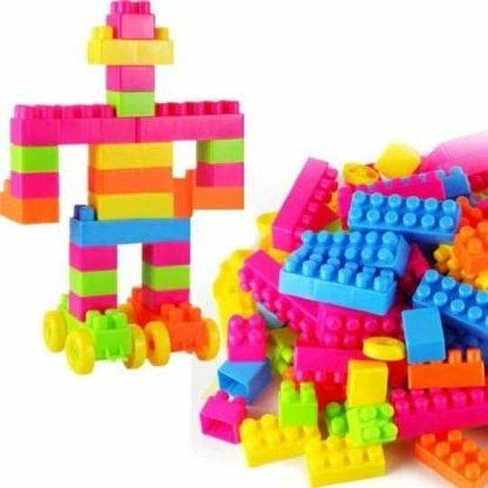 Vastate Satsun 60 Pieces Small Building Blocks with Wheel/Smart Activity Train Blocks For Kids
