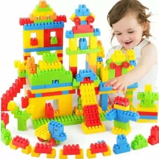 Vastate Satsun Kids/Train Blocks with Pearl Finish Bag Packing,Best Gift Toy,Block Game (52 Block + 8 Wheels)60 Pcs