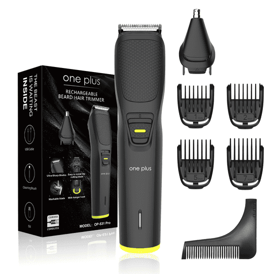 One Plus OP 531 Pro 5 in 1 Face, Body & Private Parts,DualCut Tehnology Grooming Kit Trimmer 120 min Runtime 4 Length Settings