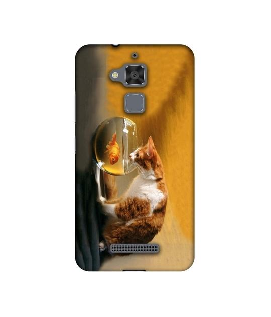 Casotec Cat and Fish Design Printed Silicon Soft TPU Back Case Cover for Asus Zenfone 3 Max ZC520TL