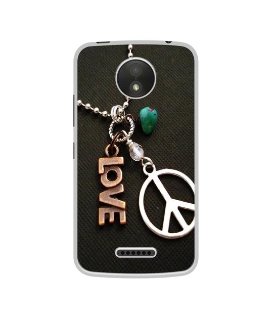 Casotec Love and Peace Design Printed Silicon Soft TPU Back Case Cover for Motorola Moto C Plus