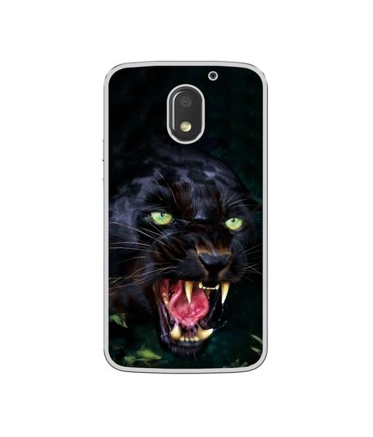 Casotec Angry Black Tiger Face Design Printed Silicon Soft TPU Back Case Cover for Motorola Moto E3 Power