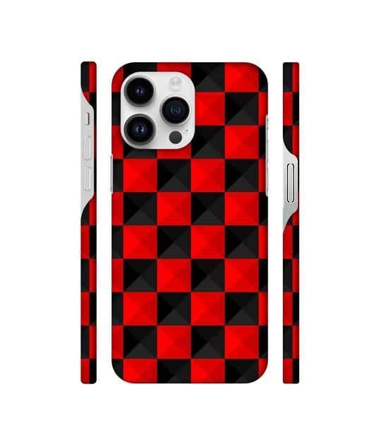 Casotec Red N Black Cubes Design 3D Printed Hard Back Case Cover for Apple iPhone 14 Pro