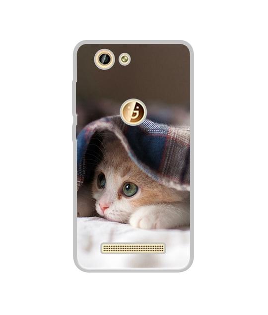 Casotec Sleepy Kitten Design Printed Silicon Soft TPU Back Case Cover for Gionee F103 Pro