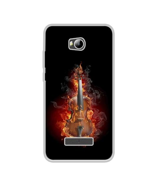 Casotec Burning Violin Design Printed Silicon Soft TPU Back Case Cover for Micromax Canvas Spark 3 Q385