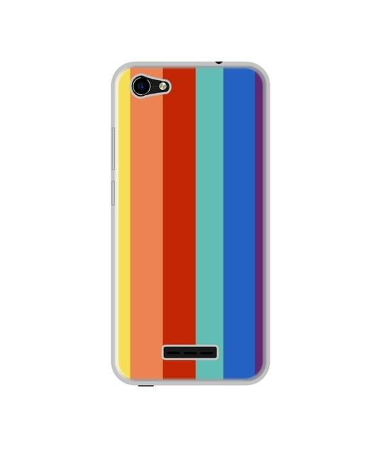 Casotec Rainbow Colors Design Printed Silicon Soft TPU Back Case Cover for Lava Z61