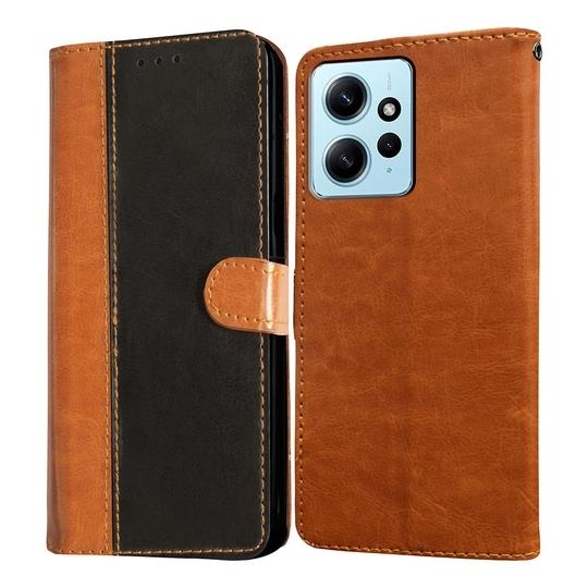 Casotec Flip Cover Back Case for Mi Redmi Note 12 4G | Premium Leather Finish | Inbuilt Pockets & Stand | Flip Cover Back Case for Mi Redmi Note 12 4G (CamelBlack)