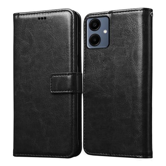 Casotec Flip Cover Back Case for Samsung Galaxy A06 4G | Premium Leather Finish | Inbuilt Pockets & Stand | Flip Cover Back Case for Samsung Galaxy A06 4G (Black)