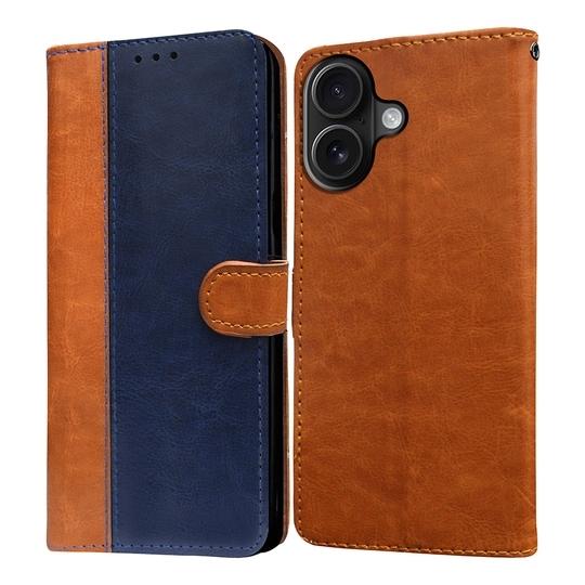 Casotec Flip Cover Back Case for Apple iPhone 16 Plus | Premium Leather Finish | Inbuilt Pockets & Stand | Flip Cover Back Case for Apple iPhone 16 Plus (CamelBlue)