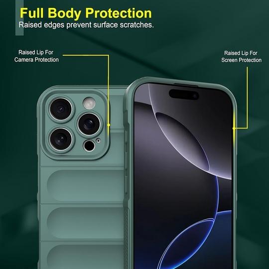Casotec Back Cover for Apple iPhone 16 Pro | Full Camera Protection | Liquid Silicon Case | Flexible Bumper Case for Apple iPhone 16 Pro (Green)