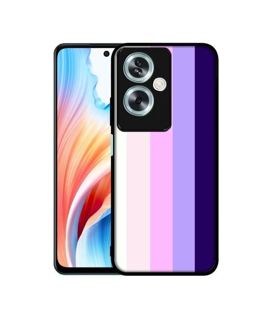 Casotec Pink and Purple Lines Design Premium 2D Printed Metal Back Case Cover for Oppo A79 5G