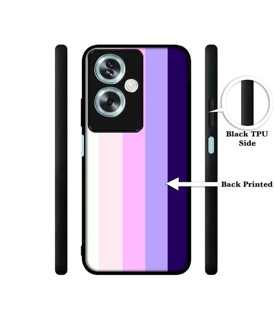 Casotec Pink and Purple Lines Design Premium 2D Printed Metal Back Case Cover for Oppo A79 5G