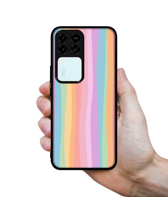 Casotec Cool Rainbow Design Premium 2D Printed Metal Back Case Cover for Vivo V30 5G / S18 5G