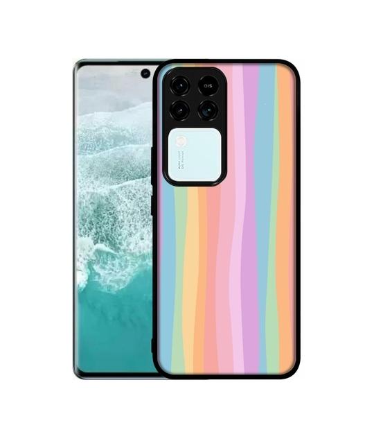 Casotec Cool Rainbow Design Premium 2D Printed Metal Back Case Cover for Vivo V30 5G / S18 5G