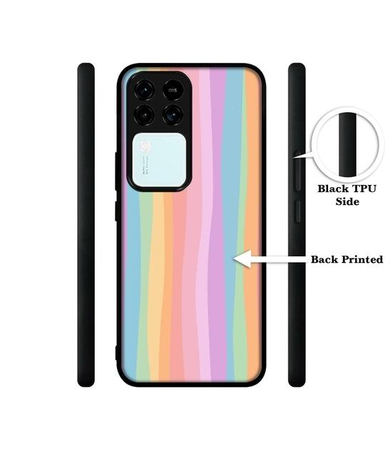 Casotec Cool Rainbow Design Premium 2D Printed Metal Back Case Cover for Vivo V30 5G / S18 5G