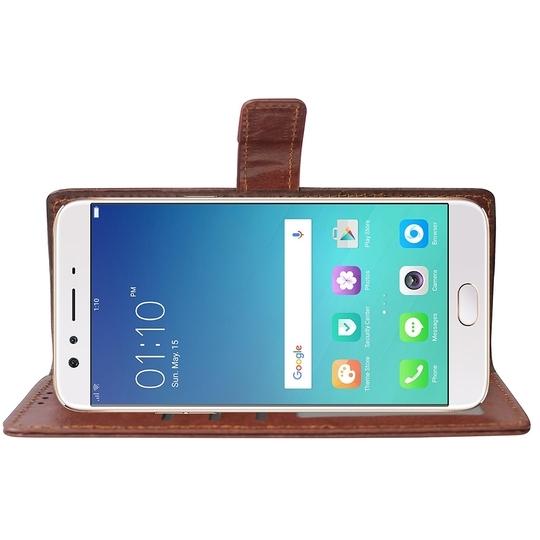 Casotec Flip Cover Back Case for Oppo F3 4G | Premium Leather Finish | Inbuilt Pockets & Stand | Flip Cover Back Case for Oppo F3 4G (Brown)