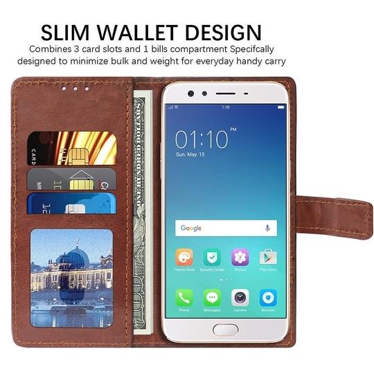 Casotec Flip Cover Back Case for Oppo F3 4G | Premium Leather Finish | Inbuilt Pockets & Stand | Flip Cover Back Case for Oppo F3 4G (Brown)