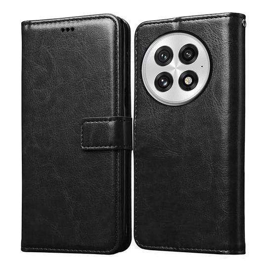 Casotec Flip Cover Back Case for OnePlus 13 5G | Premium Leather Finish | Inbuilt Pockets & Stand | Flip Cover Back Case for OnePlus 13 5G (Black)