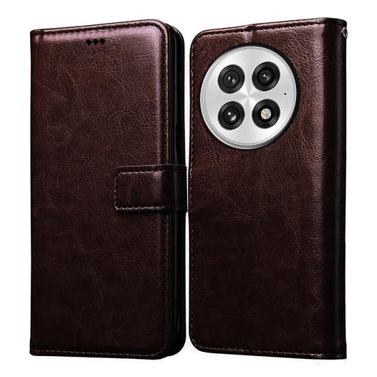 Casotec Flip Cover Back Case for OnePlus 13 5G | Premium Leather Finish | Inbuilt Pockets & Stand | Flip Cover Back Case for OnePlus 13 5G (Coffee)