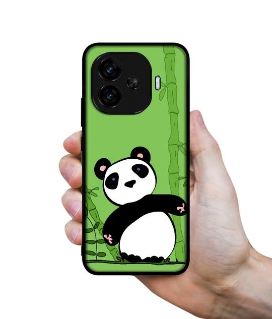 Casotec Panda with Bamboo Design Premium 2D Printed Metal Back Case Cover for iQOO Neo 10R 5G