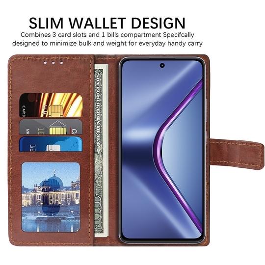 Casotec Flip Cover Back Case for Oppo K13 5G | Premium Leather Finish | Inbuilt Pockets & Stand | Flip Cover Back Case for Oppo K13 5G (Brown)