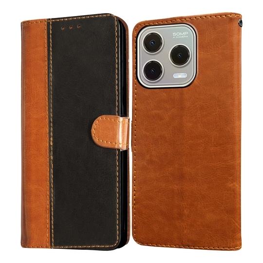 Casotec Flip Cover Back Case for Lava Shark 4G | Premium Leather Finish | Inbuilt Pockets & Stand | Flip Cover Back Case for Lava Shark 4G (CamelBlack)