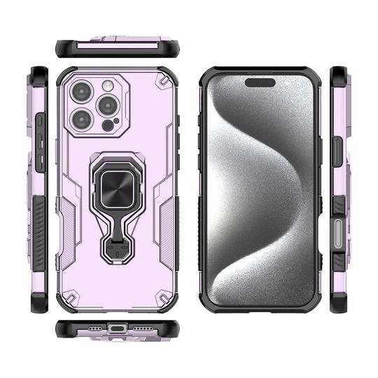 Casotec Armor Case for Apple iPhone 16 Pro Defender Case | Rotating Ring Holder & Kickstand in-Built | Military Grade Armor | 360 Degree Protection Back Cover for Apple iPhone 16 Pro (Purple)