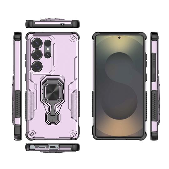 Casotec Armor Case for Samsung S25 Ultra 5G Defender Case | Rotating Ring Holder & Kickstand in-Built | Military Grade Armor | 360 Degree Protection Back Cover for Samsung Galaxy S25 Ultra 5G (Purple)