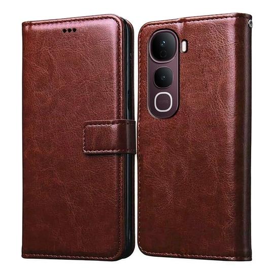 Casotec Flip Cover Back Case for Vivo Y400 Pro 5G | Premium Leather Finish | Inbuilt Pockets & Stand | Flip Cover Back Case for Vivo Y400 Pro 5G (Brown)