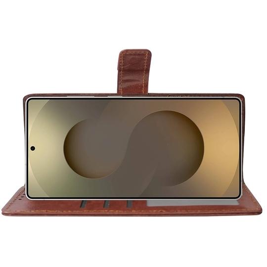 Casotec Flip Cover Back Case for Samsung Galaxy S25 Ultra 5G | Premium Leather Finish | Inbuilt Pockets & Stand | Flip Cover Back Case for Samsung Galaxy S25 Ultra 5G (Brown)