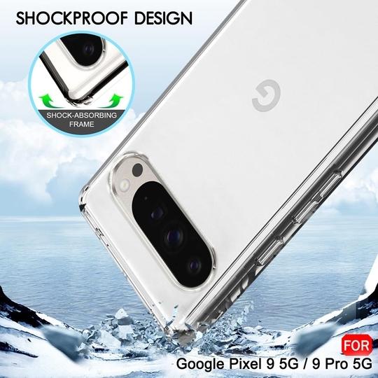 Casotec Crystal Clear Back Case for Google Pixel 9 5G / Pixel 9 Pro 5G | Raised Bumps for Camera & Screen Protection | Clear Soft Silicone Back Case Cover for Google Pixel 9 5G / Pixel 9 Pro 5G (TPU | Transparent)