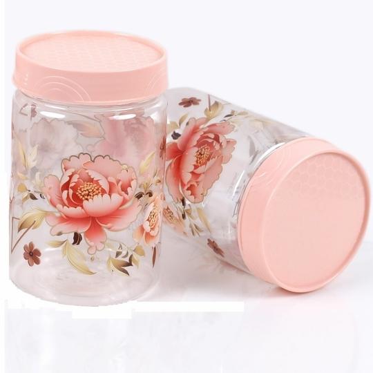 VRISTO Plastic Storage Jars Lid Decorative Multipurpose Containers for Kitchen, Spices, Dry Snacks, and Food Storage | Pink | Pack of 6 | 500ml - 8 CM X 8 CM X 12 CM
