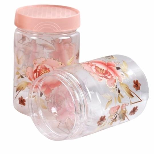 VRISTO Plastic Storage Jars Lid Decorative Multipurpose Containers for Kitchen, Spices, Dry Snacks, and Food Storage | Pink | Pack of 6 | 500ml - 8 CM X 8 CM X 12 CM