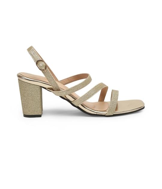 Bruno Manetti women's  Gold Slipon Back Strap Heel Sandal
