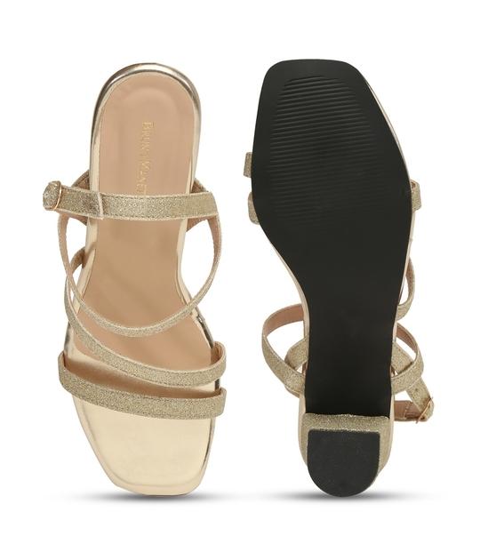 Bruno Manetti women's  Gold Slipon Back Strap Heel Sandal