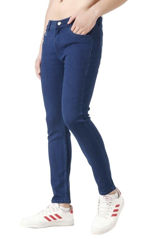 EditLook Men's Dark Blue Blended Denim Slim Fit Jeans